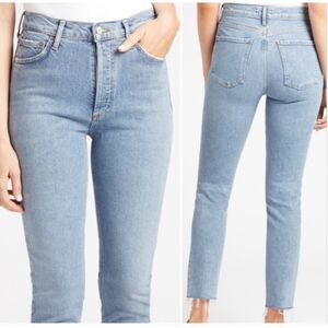 Agolde Nico High Rise Slim Raw Hem Jeans Size 24